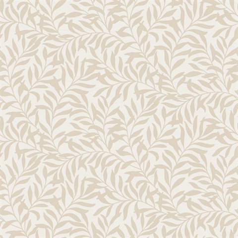 Salix Beige Leaf Wallpaper