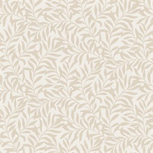 Salix Beige Leaf Wallpaper