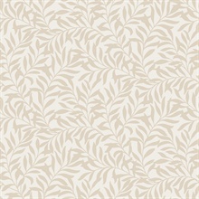 Salix Beige Leaf Wallpaper