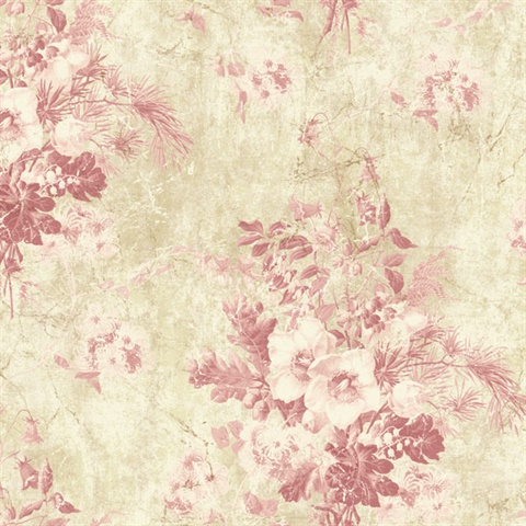521-71201 | Salmon Rose Toile | Wallpaper Boulevard
