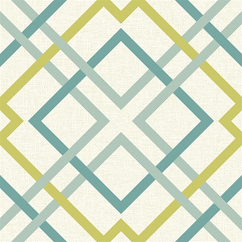 Saltire Green Geometric Wallpaper