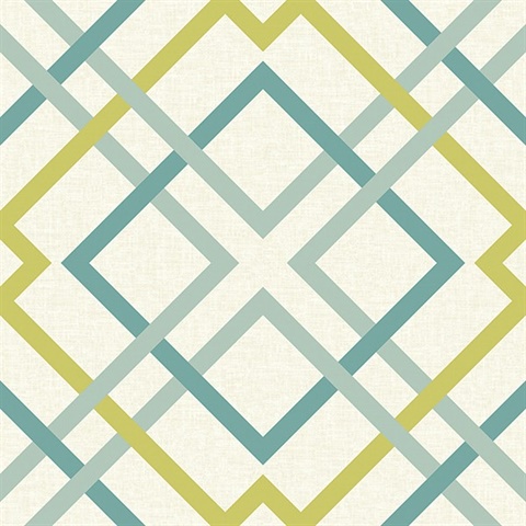 Saltire Green Geometric Wallpaper