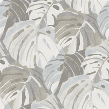 Samara Stone Monstrera Large Leaf Wallpaper