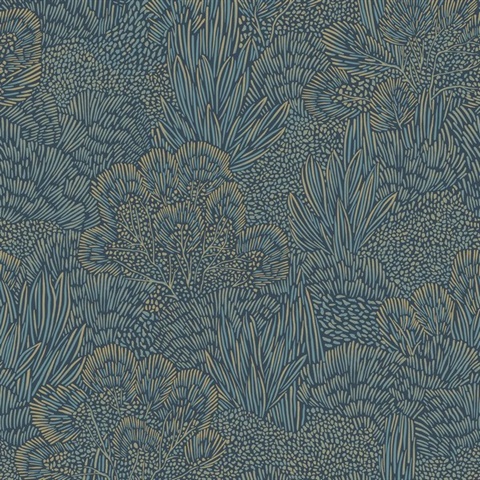 Samba Botanica Blue and Gold Wallpaper