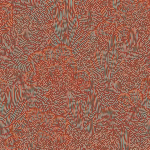 Samba Botanica Red and Blue Wallpaper