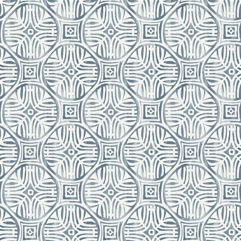 Sandee Navy Medallion Wallpaper