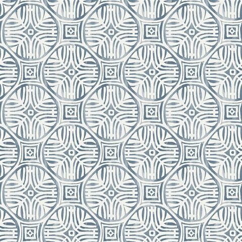 Sandee Navy Medallion Wallpaper