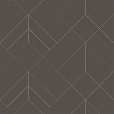 Sander Chocolate Foiled Geometric  Wallpaper