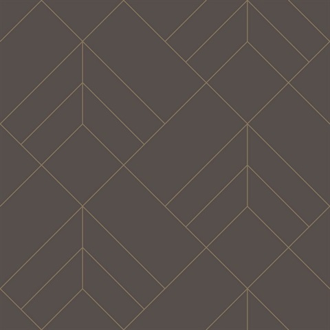 Sander Chocolate Foiled Geometric  Wallpaper