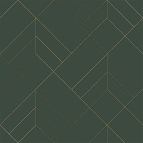 Sander Evergreen Foiled Geometric  Wallpaper