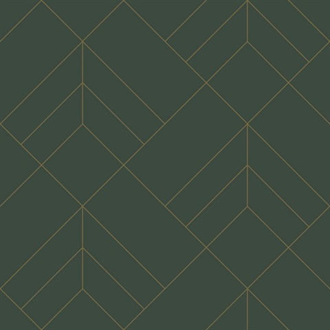 Sander Evergreen Foiled Geometric  Wallpaper
