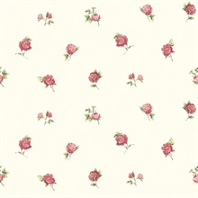 Sandra Red Floral Toss Wallpaper