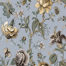 Sanibel Floral Trail Floral Periwinkle Peel and Stick Wallpaper