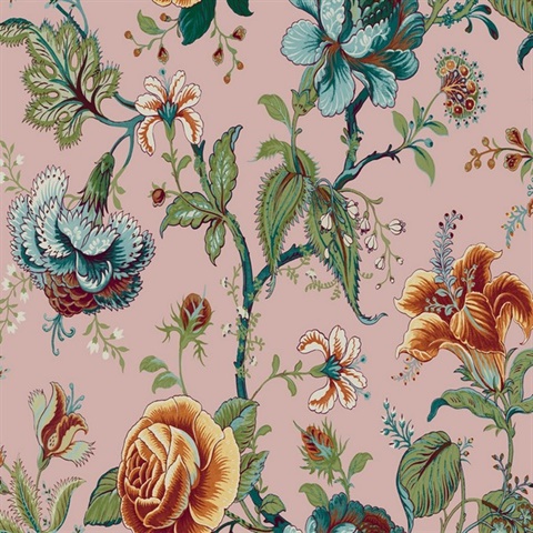 Sanibel Floral Trail Floral Rose Ash Peel and Stick Wallpaper