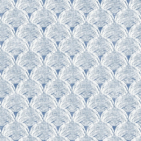 Santiago Blue Scalloped Shells Wallpaper