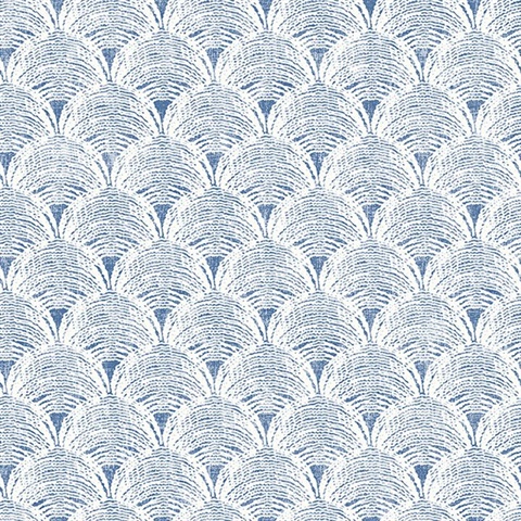 Santiago Blue Scalloped Shells Wallpaper