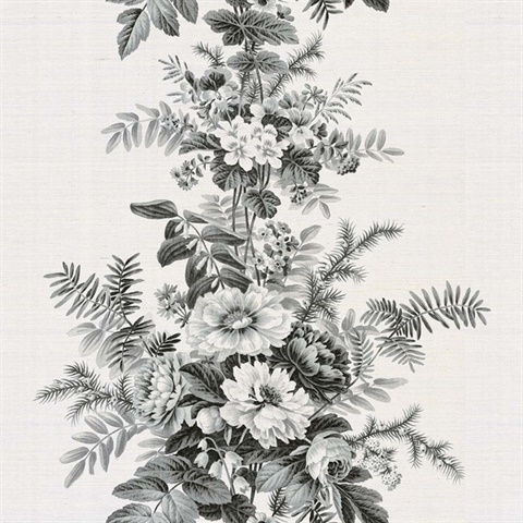 Saracens Black & White Natural Grasscloth Wallpaper