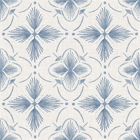 Sari Blue Medallion Wallpaper