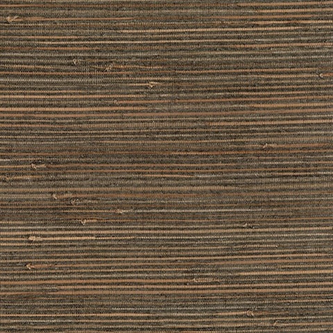 Satomi Dark Brown Grasscloth Wallpaper