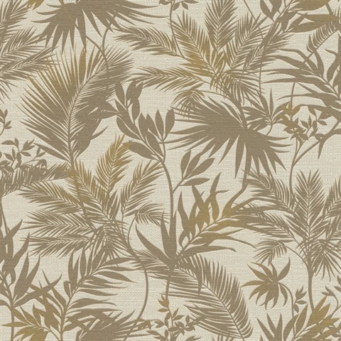 Saura Brown Raised & Textured Palm Frond Wallpaper