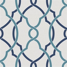 Sausalito Navy Lattice Wallpaper