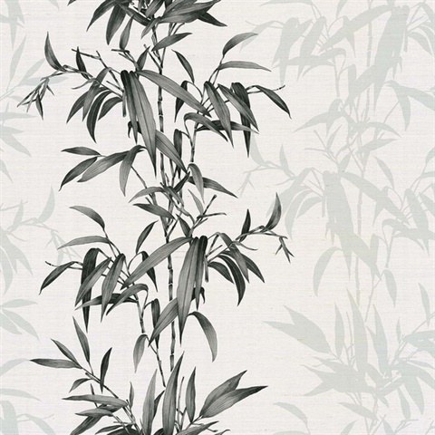 Savage Gardens Charcoal Reed Stripe Natural Grasscloth Wallpaper