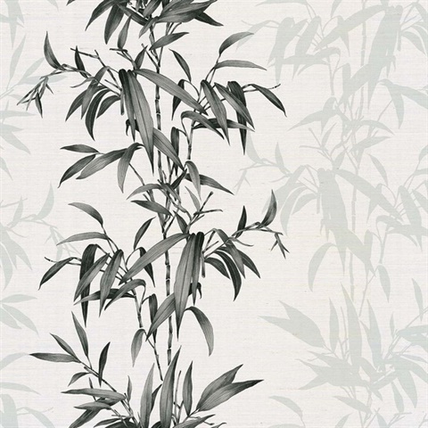 Savage Gardens Charcoal Reed Stripe Natural Grasscloth Wallpaper