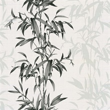 Savage Gardens Charcoal Reed Stripe Natural Grasscloth Wallpaper