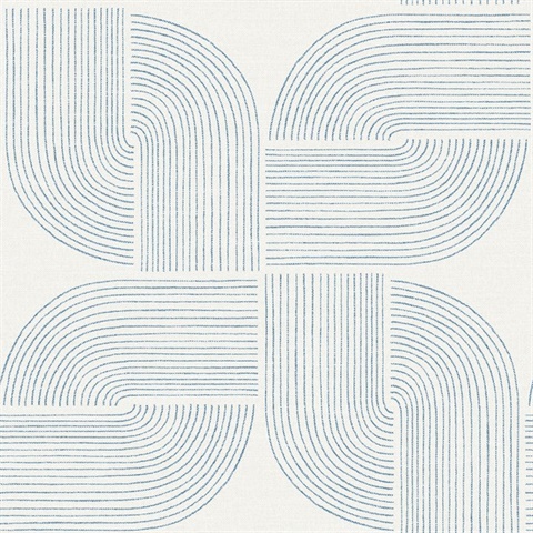 Savoye Dark Blue Spiral Arches Wallpaper