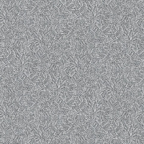Sayuri Charcoal Grey Small Leaf Trail Wallpaper