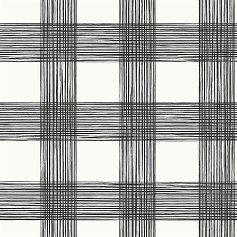 Scarborough Black Striated Plaid Wallpaper