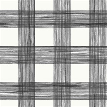 Scarborough Black Striated Plaid Wallpaper