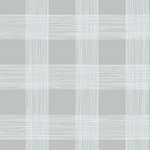 Scarborough Grey Striated Plaid Wallpaper