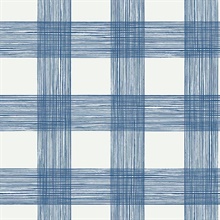 Scarborough Indigo Striated Plaid Wallpaper
