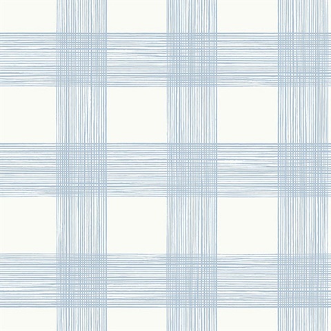 Scarborough Light Blue Striated Plaid Wallpaper