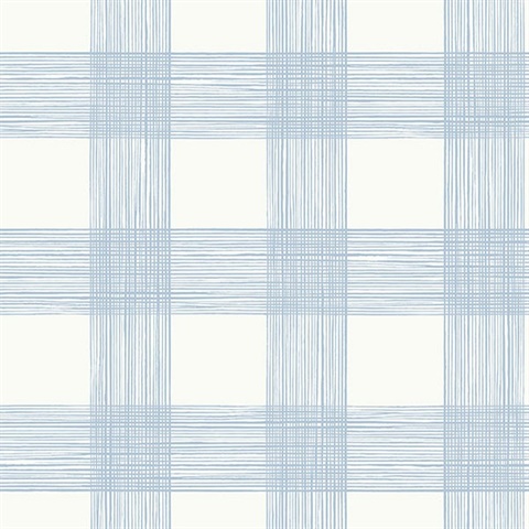 Scarborough Light Blue Striated Plaid Wallpaper