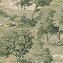Scenic Trees Courtyard Green Wallpaper