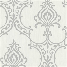 Scott Light Grey Nouveau Damask Wallpaper