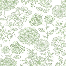 Scott Living Ada Green Large Floral Wallpaper