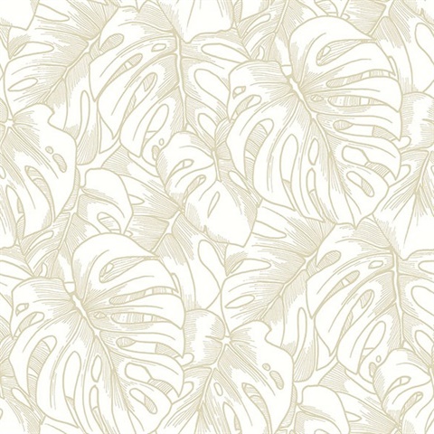 Scott Living Balboa Gold Botanical Non Woven Unpasted Wallpaper