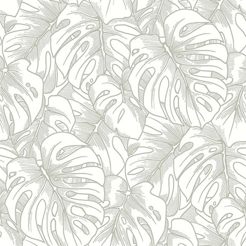 Scott Living Balboa Silver Botanical Non Woven Unpasted Wallpaper