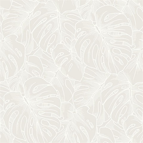 Scott Living Balboa White Botanical Non Woven Unpasted Wallpaper