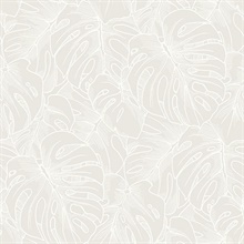 Scott Living Balboa White Botanical Non Woven Unpasted Wallpaper