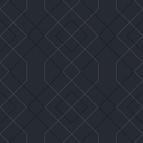 Scott Living Ballard Indigo Geometric Non Woven Unpasted Wallpaper