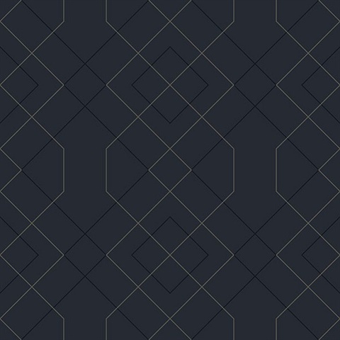 Scott Living Ballard Indigo Geometric Non Woven Unpasted Wallpaper