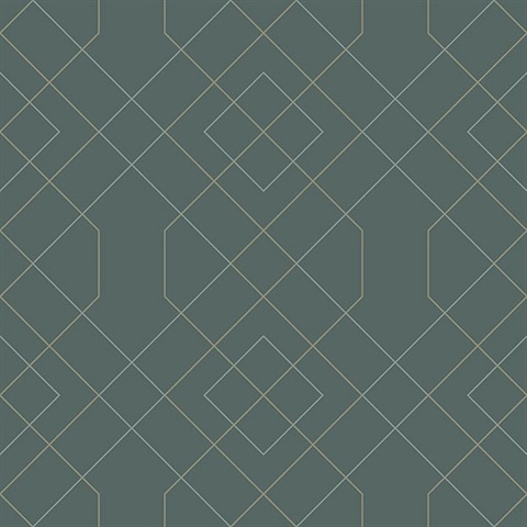 Scott Living Ballard Teal Geometric Non Woven Unpasted Wallpaper