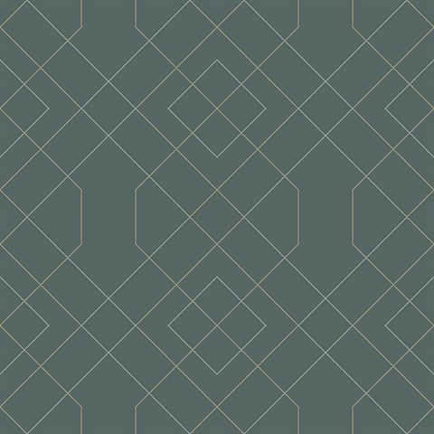 Scott Living Ballard Teal Geometric Non Woven Unpasted Wallpaper