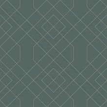 Scott Living Ballard Teal Geometric Non Woven Unpasted Wallpaper