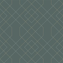 Scott Living Ballard Teal Geometric Non Woven Unpasted Wallpaper