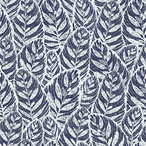 Scott Living Del Mar Indigo Botanical Non Woven Unpasted Wallpaper